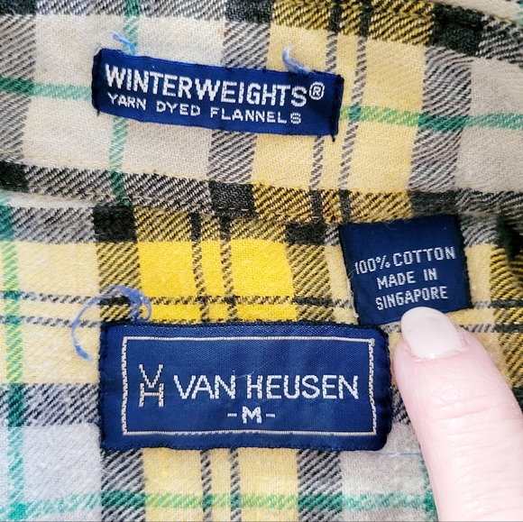 90s Vintage Van Heusen Winterweights Yarn Dyed Flannel - Picture 4 of 7